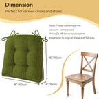 Non-Slip Chair Cushions for Dining Chairs Set of 4 Thick Kitchen Chair Pads Dining Room Seat Cushion with Ties 16" x 16" x 4" Olive Green