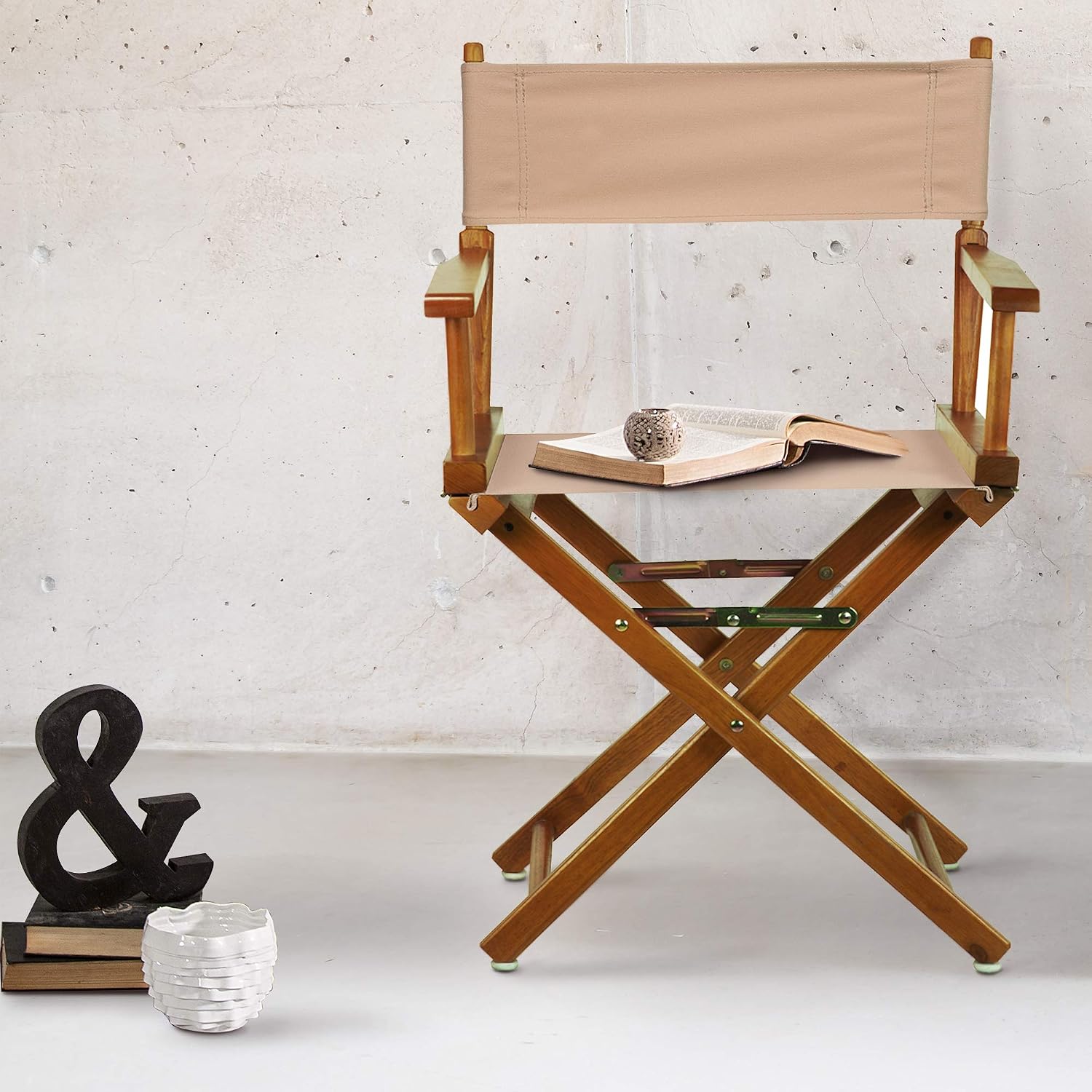 Casual Home Director's Chair ,Honey Oak Frame/Tan Canvas,18" - Classic Height