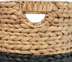 happimess BSK2011D-3SET Avery Bohemian Cottage Handwoven Hyacinth Cylinder Nesting Baskets with Handles, Natural/Black (Set of 3)
