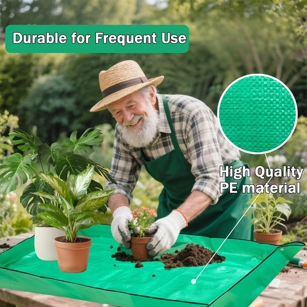 59'' x 59'' Extra Large Plant Repotting Mat, Thickened Foldable Repotting Mat for Indoor Plants, Transplanting Houseplants, Pot Out, Mix Soil and Mess Control, Gardening Gifts for Plant Lover(Green)