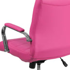 Flash Furniture Vivian Mid-Back Pink Vinyl Executive Swivel Office Chair with Chrome Base and Arms