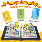 Card Binder – 9 Pocket Zipper Collection Album, Premium PU Holder, Double-Sided Display for 900 Cards, Includes 5 Hard Plastic Sleeves for Game Cards, Sports Cards