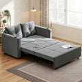 Krcix 3 in 1 Pull Out Couch, 56 Inch Velvet Sofa Bed, Convertible Sleeper Sofa for Living Room, Small Space, Upholstered Loveseat Couch Bed with USB, Cup Holder Charcoal Grey