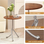 Round End Table - 15.8" Living Room Modern Side Table with Metal Base, Accent Tray Nightstand for Small Spaces, Wooden Circle Sofa Tables, Small Coffee Tables for Living Room Bedroom Office, Walnut