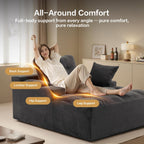 50" Oversized Boneless Chaise Lounge Chair Indoor, Plush Faux Fur Cloud Sofa Couch with Pillows, No Assembly Deep Seat Reading Chair Bed, Cozy Floor Couch for Living Room or Bedroom