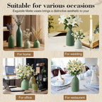 Dandat Green Ceramic Vase Set of 4, Modern Ceramic Vases Neutral Colors Farmhouse Table Centerpiece for Dried Flowers, Living Room, Kitchen, Bedroom