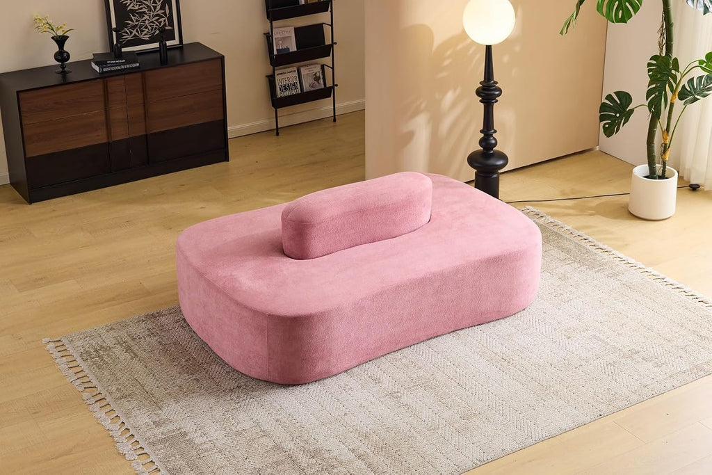 OmySalon 71.6'' Double-Sided Plush Waiting Room Bench, Fully Assembled, Seating for 4-6 People, Lobby Furniture for Beauty Salon, SPA & Office Lobby, Pink