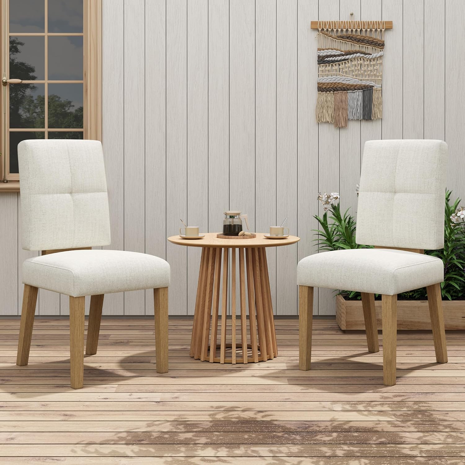 HOMRELEXA Wooden Dining Chairs Set of 4, Dining Room Chairs with Wood Legs, Cloud-Like Cushion & Reinforcement Structure Design for Kitchen/Living Room/Restaurant, Easy Assembly