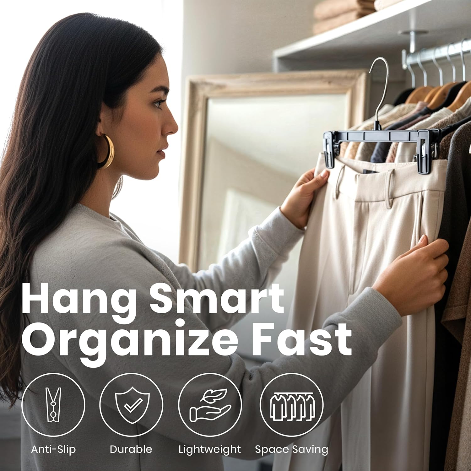 Utopia Home Skirt Hangers - 30 Pack Plastic Hangers with Clips and 360 Swivel Hook for Closet Use and Hanging Bottoms Such as Skirts Pants Jeans
