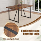 FURNITO 55" Dining Room Table Set for 4, Mid Century Modern Dining Table Set with Upholstered Chairs, Rustic Dark Wood Kitchen Table and Chairs Set for Living Room, Space-Saving & Easy Assembly