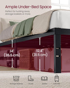 VASAGLE Full Metal Bed Frame 14 Inches Tall, 1100 lb Weight Capacity, No Box Spring Needed, with Under-Bed Storage, Easy Setup, Heavy-Duty Platform Bed, Mattress Retainers, Matte Black URMB652BD02S