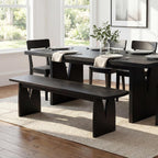 Christopher Knight Home 63" W Dining Bench, Modern Farmhouse Entryway Bench Indoor, Solid Wood Bench with Acacia Legs & MDF Seat, Long Bench for Dining Room Bedroom End of Bed Hallway, 400 lbs, Black