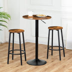 HOOBRO Bar Table, Height-Adjustable Round Pub Table 27-35.4 Inches with Sturdy Base, Modern Style, Easy to Assemble, Suitable for Small Space, Rustic and Black BF58BT01G1