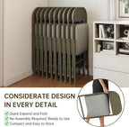 4 Pack Padded Cushion and Back Folding Chairs, Fabric Dining Chair Set with Steel Frame Metal for Home and Office, for Indoor and Outdoor Events, (Fabric Oatmeal Strip)