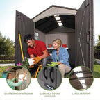 Lifetime 7' x 7' Outdoor Storage Shed with High-Density Polyethylene, Steel-Reinforced, Desert Sand