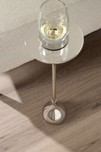 Kate and Laurel Hersi Decorative Modern Pedestal Drink Table, 7 x 7 x 20, Silver, Cast Aluminum Mini Table with Teardrop Base for Use as Small Plant Stand or Living Room Martini Table