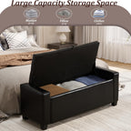 Royal Windsor Ottoman with Storage,Tufted Storage Bench with Safety Hinge,Holds up to 350 lb,Upholstered Bench with Seating for Bedroom, Living Room,Entryway,Leather Black