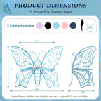 49 Inch Outdoor Bench, Blue Garden Bench with Metal Frame, Weatherproof Butterfly Front Porch Benches for Lawn, Garden, Yard, Balcony