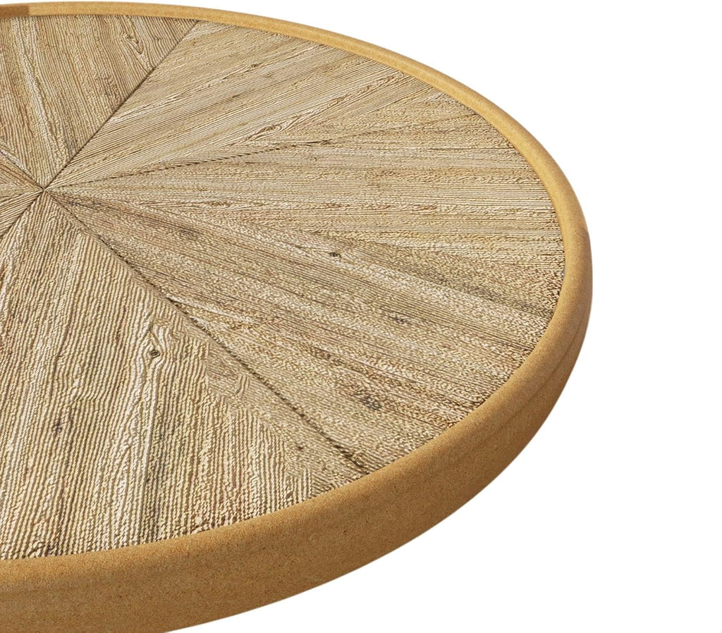 Round Retro Side Table for Drink Coffee Modern Accent Lightweight Vintage End Table with Metal Leg for Small Space Living Room Bedroom Corners Office, Natural