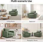 36.2" Wide Swivel Accent Chair - 360° Rotation Upholstered Modern Design Comfortable Cushioned Seating, Pillowback Glider Rocking Chair for Living Room, Bedroom, Nursery and Reading Nook, Olive Green