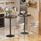 Shahoo Round Bar Table, Cocktail Table with Metal Base & MDF Top, Counter Height Pub Table for Dining Room, Living Room, Kitchen, Bar, Pub, Cafe, Black