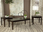 Dark Brown 3-Piece Coffee and End Table Set