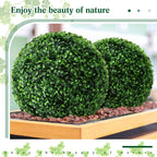 Hotop 2 Pcs 9 Inch Artificial Plant Topiary Ball 4 Layers Garden Spheres Boxwood Balls Artificial Topiaries Spheres Decorative Plants for Backyard, Balcony, Garden, Indoor Outdoor Decor(Green)