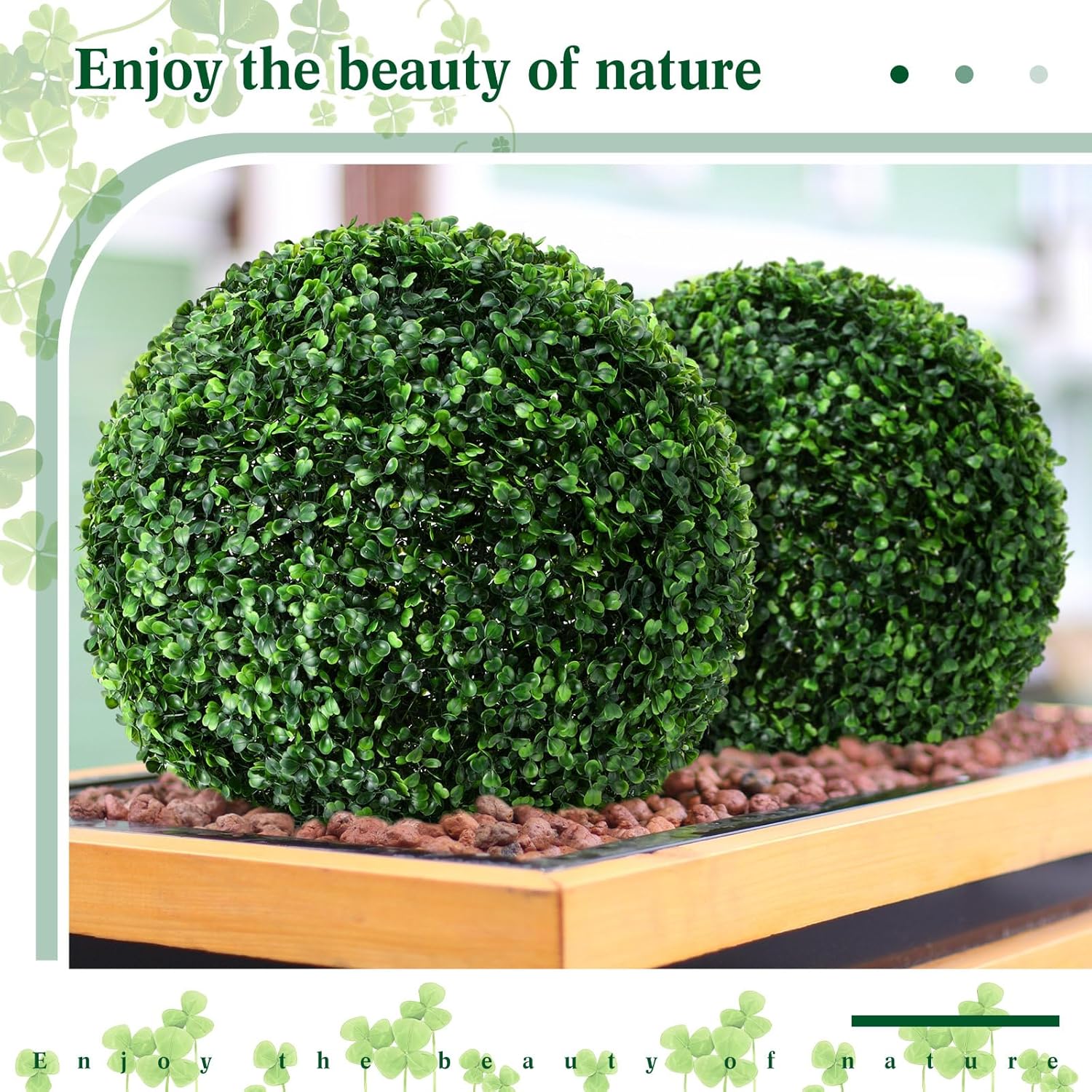 Hotop 2 Pcs 9 Inch Artificial Plant Topiary Ball 4 Layers Garden Spheres Boxwood Balls Artificial Topiaries Spheres Decorative Plants for Backyard, Balcony, Garden, Indoor Outdoor Decor(Green)