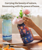 PieceRelax 3D Puzzle Vase for Adults with 192 Plastic Pieces – Ideal for Unique Floral Arrangements and Home Décor - Summer Night Glow [BV1002]