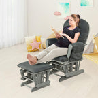 DORTALA Baby Glider Rocker with Ottoman, Multi-Position Glider with Cleanable Upholstered, Smooth Rocking Motion, Nursery Glider & Ottoman Sets for Nursing Baby, Reading, Grey