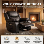 AILEEKISS Oversized Nursery Glider Recliner Rocking Chair | 90°-160° Recline Faux Leather Nursing Chair for Breastfeeding Bedroom, Massage & Heating Support，Black