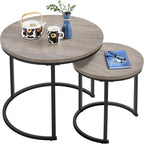 Topeakmart Nesting Side Tables Set of 2, Modern Round End Tables w/Waterproof Scratch Resistant Surface & Sturdy Metal Base for the Living Room,Guestroom, Balcony, Apartment and Small Space,Gray