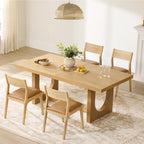 Watson & Whitely Wood Dining Chairs Set of 4, Modern Leather Upholstered Kitchen Chairs with Ergonomic Curved Backrest and Solid Wood Frame, Farmhouse Chairs for Dining Room, Living Room, Camel