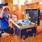 Rhino Trunk & Case Small Essential Trunk With Wheels, Tray, & Lid Organizer - 30"x17"x13", 1000+ lbs Capacity. Strong, USA Made Summer Camp Footlocker, and Secure College Dorm Storage Chest