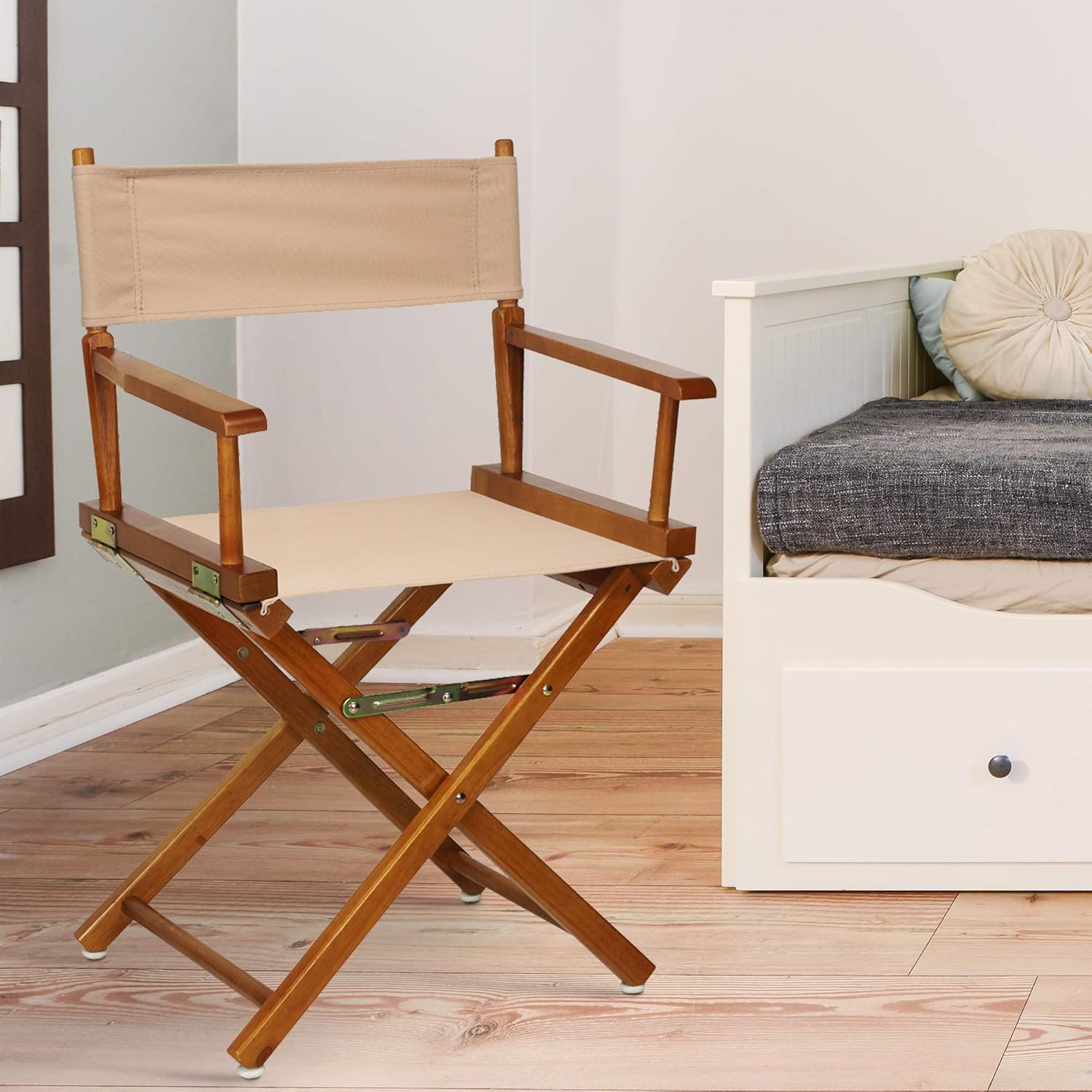 Casual Home Director's Chair ,Honey Oak Frame/Tan Canvas,18" - Classic Height