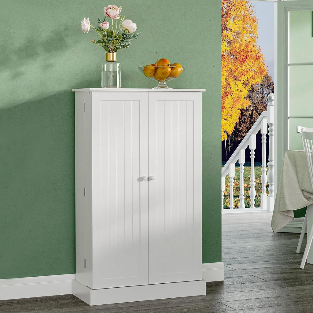 41" Modern Kitchen Pantry Freestanding Storage Cabinet with Double Doors Adjustable Shelves for Living Room - White,11.8 * 23.5 * 40.8