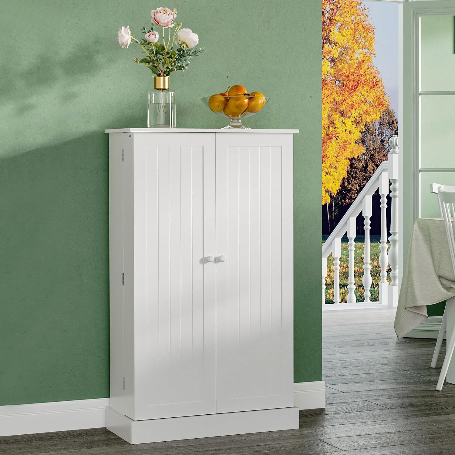 41" Modern Kitchen Pantry Freestanding Storage Cabinet with Double Doors Adjustable Shelves for Living Room - White,11.8 * 23.5 * 40.8