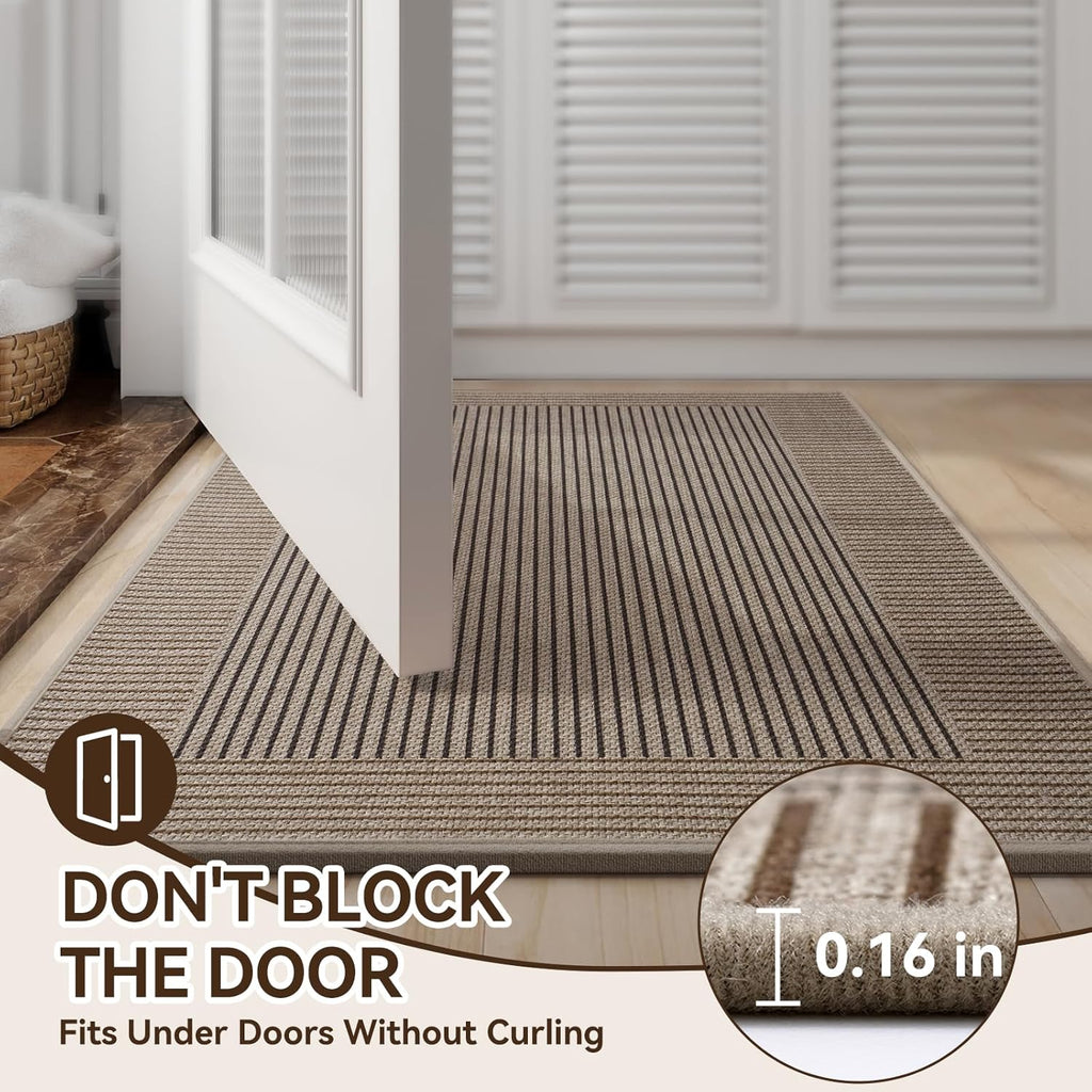 Door Mat 31"x47", Thin Dirt Trapper Entryway Door Mats Non Slip Washable Doormat, Low-Profile Welcome Mat for Inside Front Backdoor and Entrance