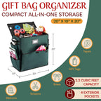 Wrapping Paper Storage Center - Portable Gift Wrap Station to Stow and Organize Flat Sheets, Holiday Gift Bags, Bows, and Ribbons by Elf Stor (Green)