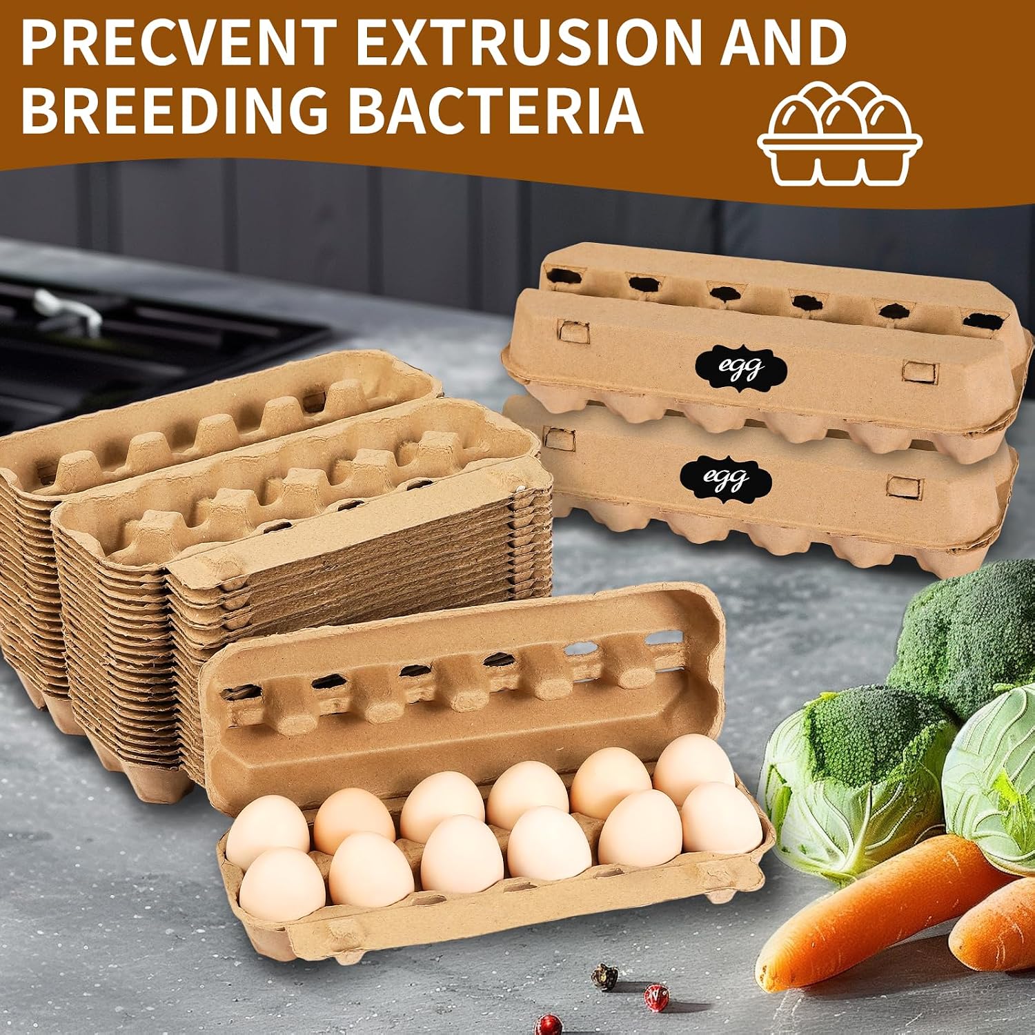 25-Pack Empty Egg Cartons 12 Count,Natural Paper Pulp Egg Cartons Bulk for Fresh Eggs Storage,Reusable Cardboard Eggs Holder for Farm, Kitchen, Organizing & Transport