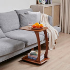 C-Shaped End Table with Wheels,Walnut Color(18.1" Dx13.7 W x24.8 H) | Rolling Side Table,C Table with Wheels,TV Tray Table,Couch Table that Slide Under for Living Room,Bedroom