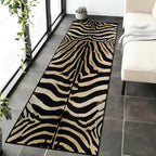 Zebra Print Runner Rug 2x6ft Vintage Animal Print Rug Runners, Bohemian Zebra Striped Runner Rugs Washable Non-Slip Carpet for Hallways Entryway Kitchen Modern Home Decor