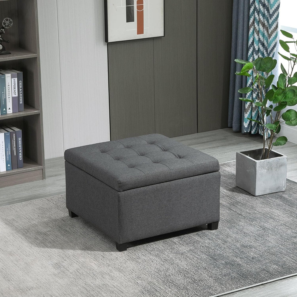 33x28x17inch 450lb Premium Quality Tufted Microfiber Storage Ottoman LiftTop Heavy Duty Metal Hinge Cherry FFor rame Charcoal