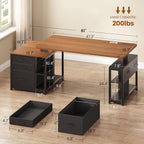 SEDETA Electric Standing Desk with 3 Fabric Drawers, 61" Height Adjustable Office Executive Desk with Storage Drawers, Stand up Computer Desk with Power Outlet for Home Office (Black + Brown)