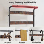 OLIXIS Hall Tree, Entryway Bench with Shoe Storage and Hooks, Shoe Bench and Coat Rack, 4-in-1 Coat and Shoes Rack for Entryway, Mudroom Storage Organizer with Shelves, Rustic Brown
