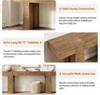 Epecoya 86.77-Inch Extra Long Console Table, Wood Entryway Table, Large Farmhouse Sofa Table Behind Couch for Living Room Hallway, Natural Oak Brown