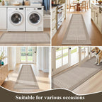 Ileading Laundry Room Runner Rug 2'x6' Non Slip Farmhouse Kitchen Floor Mats with Rubber Backing Machine Washable Beige Indoor Decor Carpet for Doormat Hallway Entryway Petmat Garage Balcony