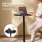 Yaheetech Round Bar Table, Adjustable Height and 360° Swivel Bar Tables, Cocktail Table with MDF Top, Black Leg Base for Bar, Bistro, Café, Full Black