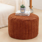 Asuprui Ottoman Foot Rest, Round 20x14 in, Burnt Orange, Leg Rest for Couch | Footstool Ottoman,Stuffed Pouf Ottoman,All-One Foam Filler, Foot Rest,Beanbag Chair,Floor Pouf Storage Solution,Wedding Party