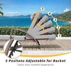 GAOMON Outdoor Lounge Chairs Set of 2, PE Rattan Wicker Chaise Lounge with Cushions and Wheels, Adjustable 5-Position, Patio Lounge Chairs for Outside Poolside Beach, Backyard Relaxation